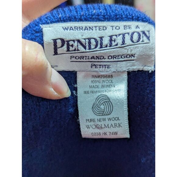 Pendleton Women's Blue Solid Button-Front Wool Cardigan Sweater Size Petite - Picture 3 of 6